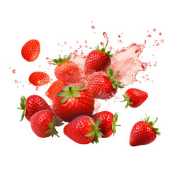 Wall Mural - Strawberries splash isolated on transparent or white background