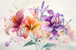 summer flowers watercolor painting 