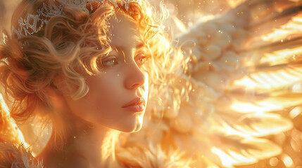 Wall Mural - portrait of a angel in the sun