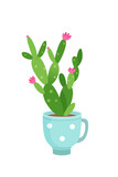 Fototapeta Panele - Potted plant vector illustration. Succulent in flower pot. Houseplant. Indoor interior house and office flowerpot. Green flower for home decoration. Landscaping