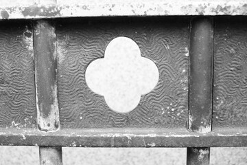 Wall Mural - Clover shaped buidling detail in black and white.