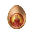 Easter egg with Saint Mary in Byzantine style. Christian illustration on white background
