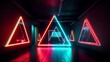 Abstract neon triangle background, vibrant and geometric. Ideal for technology, music, or nightlifethemed designs needing a modern touch.