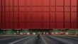 Wall of a huge distribution warehouse with long row of loading gates, AI-generated