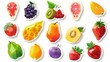 Raw set of fruit stickers