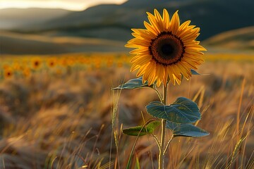 Wall Mural - Sunflower on blurred sunny nature background.