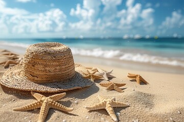 Poster - Table background of free space for your decoration and summer beach