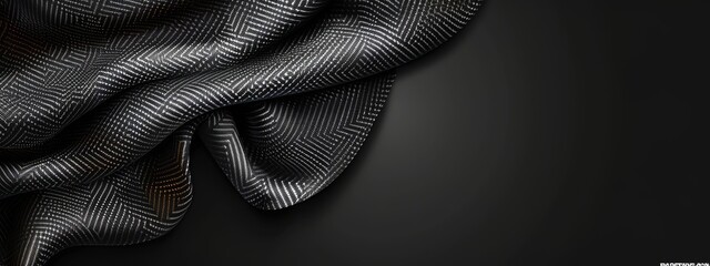 Wall Mural - A beautiful black background with a textured rough fabric or leather corner.