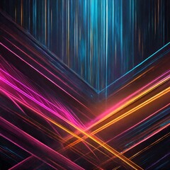 Wall Mural - Neon Dreams: Mesmerizing Abstract Futuristic Dark Background with Vibrant Blue, Pink, and Orange Glow