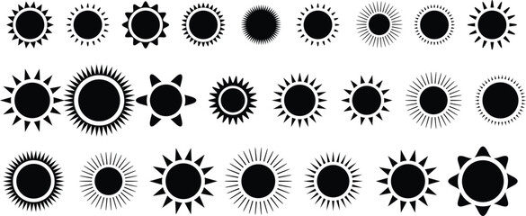 Wall Mural - Set of black price sticker, sale or discount sticker, sunburst badges icon. Stars shape with different number of rays.Special offer price tag. Black starburst promotional badge set, shopping labels