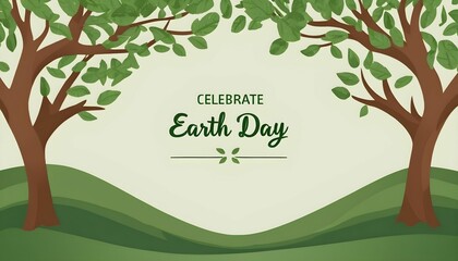 Wall Mural - Earth Day flat card or background with the tree branches and leaves for website banner created with generative ai.