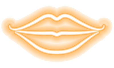 Wall Mural - Neon glowing lips shining vibrant bright woman lips, love kiss icon with transparent background