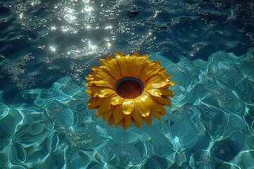 Wall Mural - sunflower in water