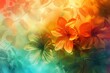 Colorful abstract background with flowers. Ai generative art