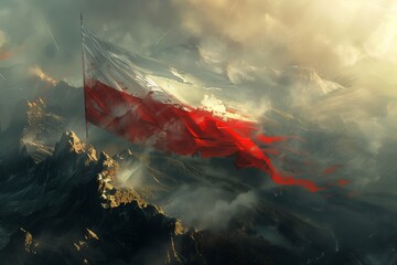 Fototapeta góra tatry flaga