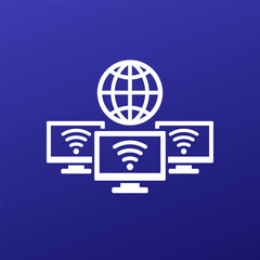 Canvas Print - Wi-fi network vector icon with computers