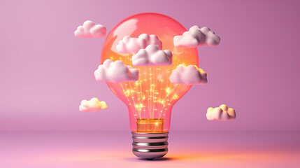 Wall Mural - Light Bulb Emitting Clouds