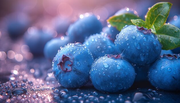 branch of fresh blueberries.