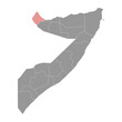 Awdal region map, administrative division of Somalia. Vector illustration.