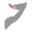 Togdheer region map, administrative division of Somalia. Vector illustration.