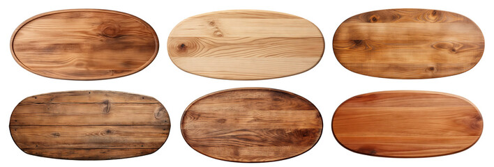 Wall Mural - Set of oval wooden planks, cut out