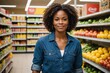 African american woman at a supermarket