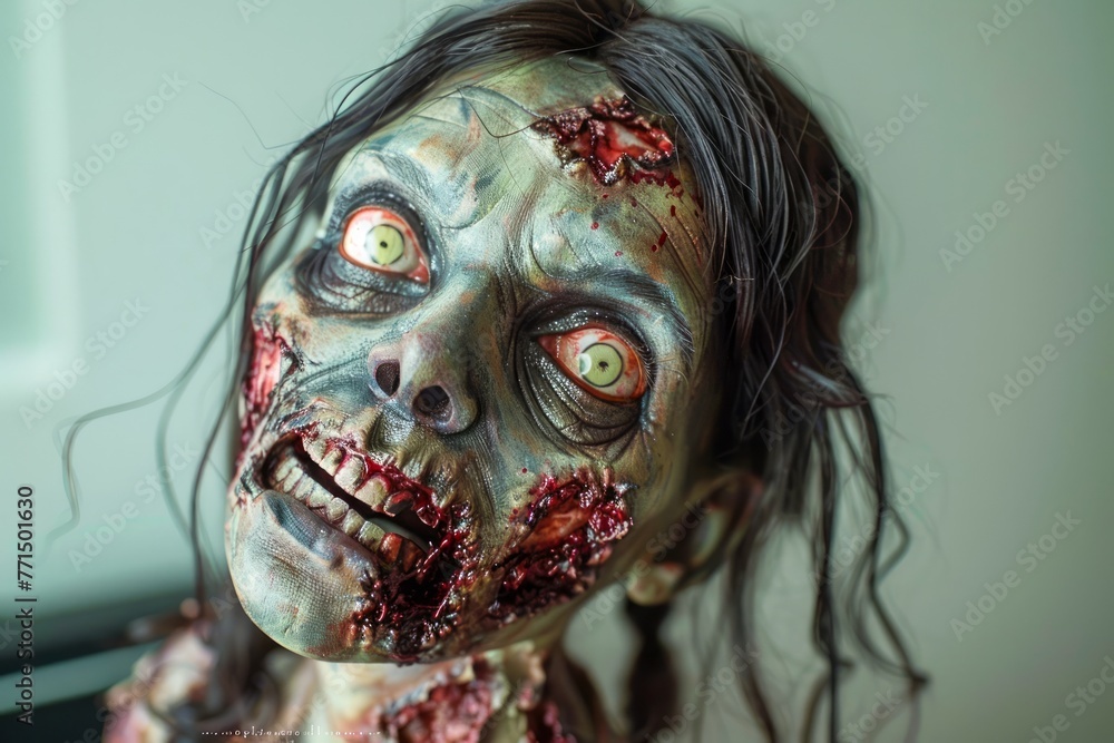 Horrifying Zombie Makeup for Halloween with Realistic Blood and Gory