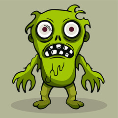 cute creepy green zombie vect...