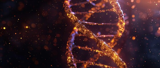 a double helix structure of dna illuminated against a dark background, symbolizing the blueprint of 