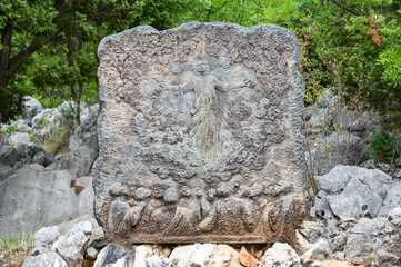 Wall Mural - The Ascension of Jesus – Second Glorious Mystery of the Rosary. A relief sculpture on Mount Podbrdo (the Hill of Apparitions) in Medjugorje.