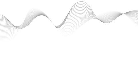 White wave curve lines banner background design. Abstract soft wave lines dynamic flowing gray light isolated background. Vector Illustration of the gray pattern of lines. Black stripes on white.