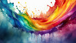 Colorful watercolor rainbow paint splash, color explosion, abstract art background. rgb concept