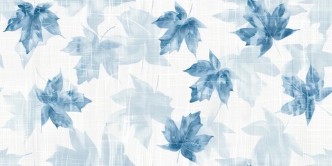  Seamless pattern of linen with light blue maple leaves pattern seamless abstract design. Creative background. Fashionable template for design.