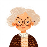 Fototapeta Panele - illustration of a old lady, old woman isolated on white background, isolated flat vector modern senior illustration
