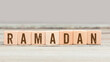 Word Ramadan on wood cubes
