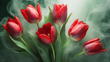 Fototapeta Tulipany - Tapeta, czerwone tulipany. Wiosna, piękne kwiaty