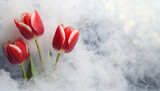 Fototapeta Tulipany - Tapeta, czerwone tulipany. Wiosna, piękne kwiaty