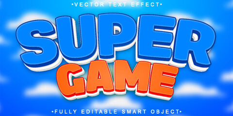 Wall Mural - Cartoon Super Game Vector Fully Editable Smart Object Text Effect