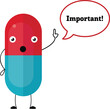 pills with a message, vector, cartoon