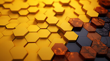 Canvas Print - Hexagonal, honeycomb abstract 3D background