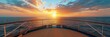 © Oulaphone - Panoramic view of cruise deck with the sea during beautiful sunset just above the horizon. Summer cruise luxury vacation concept.