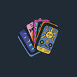 Tarot deck fortune telling vector colorful icon, illustration. Magic witchcraft design