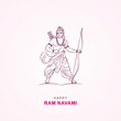Ram Navami, poster, vector, Happy Ram Navami | Sri Rama Navami post, Social Media post, Jai Sri Ram, Indian Festival, Shree Ram line art. Greeting card for Ram Navami Hindu festival. Lord Rama 