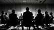 Silhouette of a group of business people in a conference room
