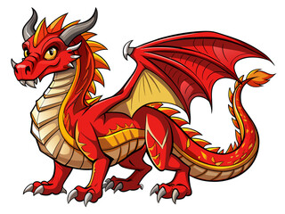 Wall Mural - Highly detailed vector of a red dragon.