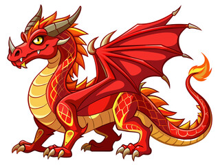 Wall Mural - Highly detailed vector of a red dragon.