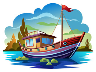 Highly detailed vector of a boat.