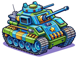 Highly detailed vector of a tank.