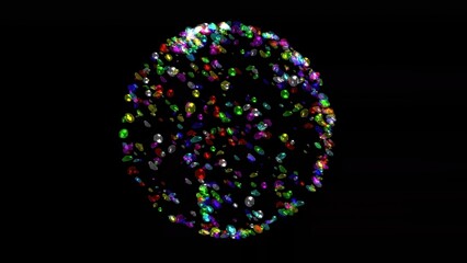 Wall Mural - Beautiful illustration of colorful diamonds sphere on plain black background