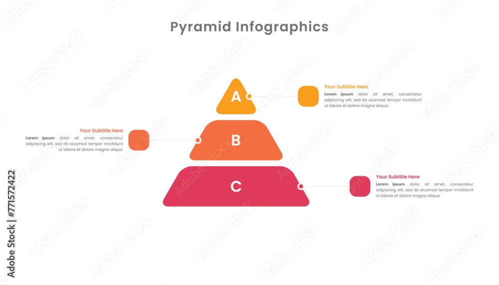 Three Level Chart Pyramid vector infographic with 3 levels Stock Vector | Adobe Stock